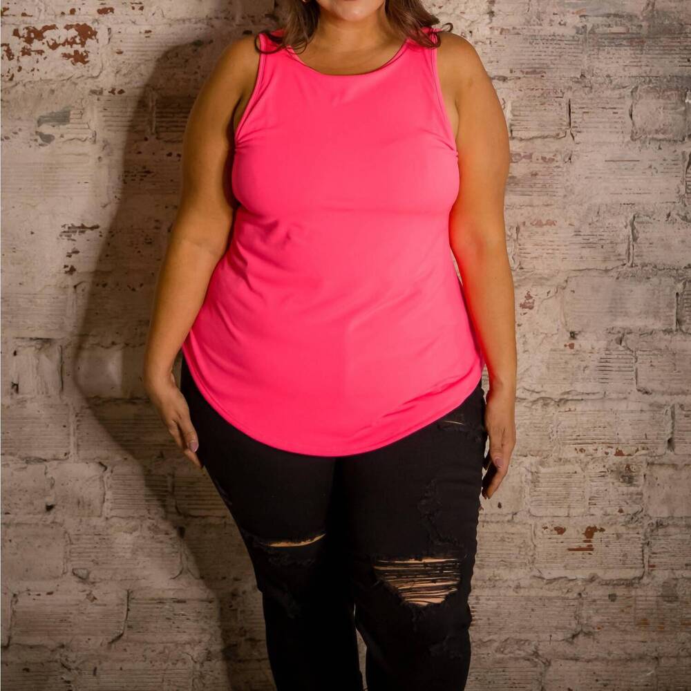 NEW PHIERCE FASHIONS flowy bra free tank top in neon pink